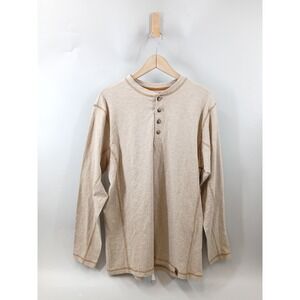 Legendary Whitetails Henley Shirt Mens Large Tan Long Sleeve